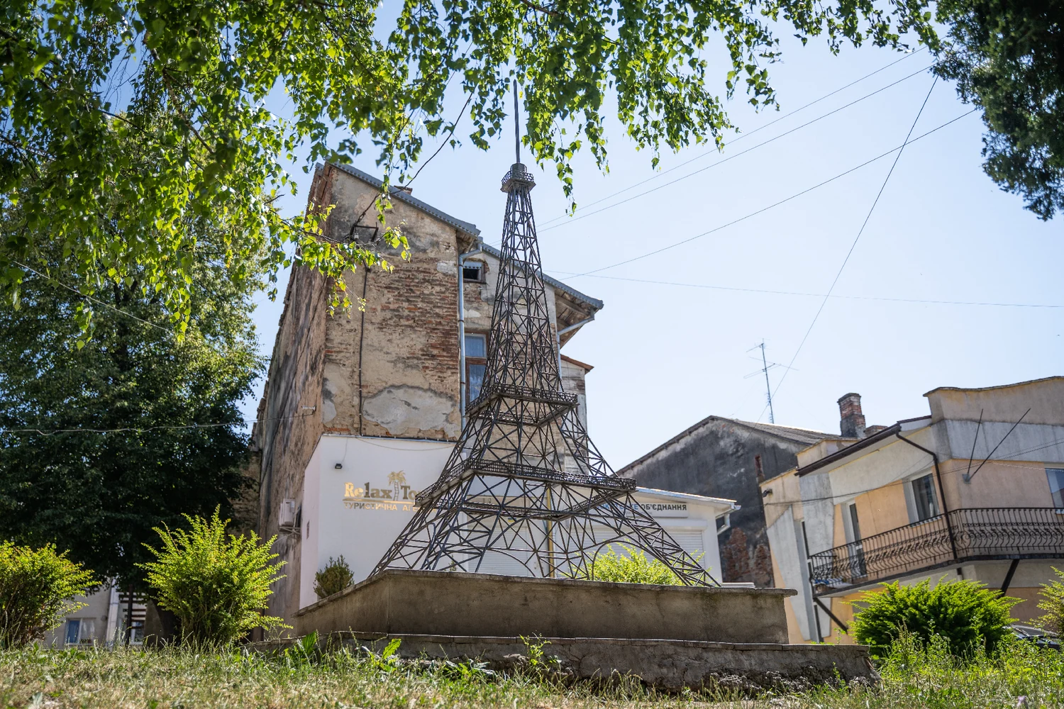 Eiffel Tower in city center, Drohobych