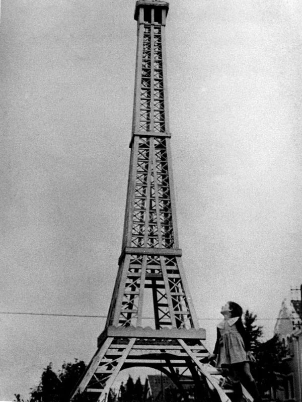 Tall wooden tower at an exhibition, Waldighoffen